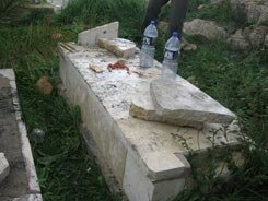 Awarta cemetery - desecrated by Israelis under the watchful eye of the IDF (19 Jan 2010)