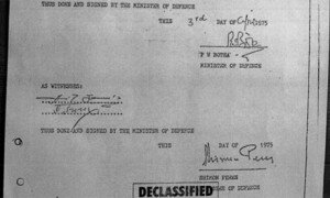 The secret military agreement signed by Shimon Peres, now president of Israel, and P W Botha of South Africa