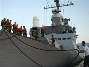 Israeli Navy sailors embark on a warship to stop Gaza Freedom Flotilla - 30 May 2010