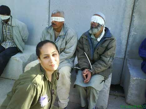 Eden Abergil, IDF female soldier with Palestinian prisoners