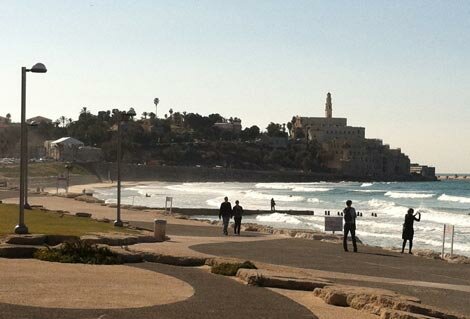 Jaffa, viewed from the Al-Manshyya neighborhood, now Gan Hakovshim (“Conquerors Park” - Dec 2011)