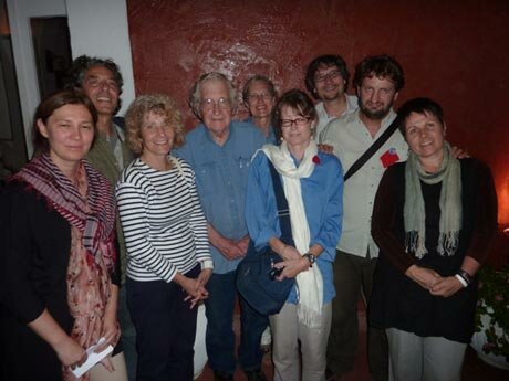 Noam Chomsky in Gaza with other tour members - Oct 2012